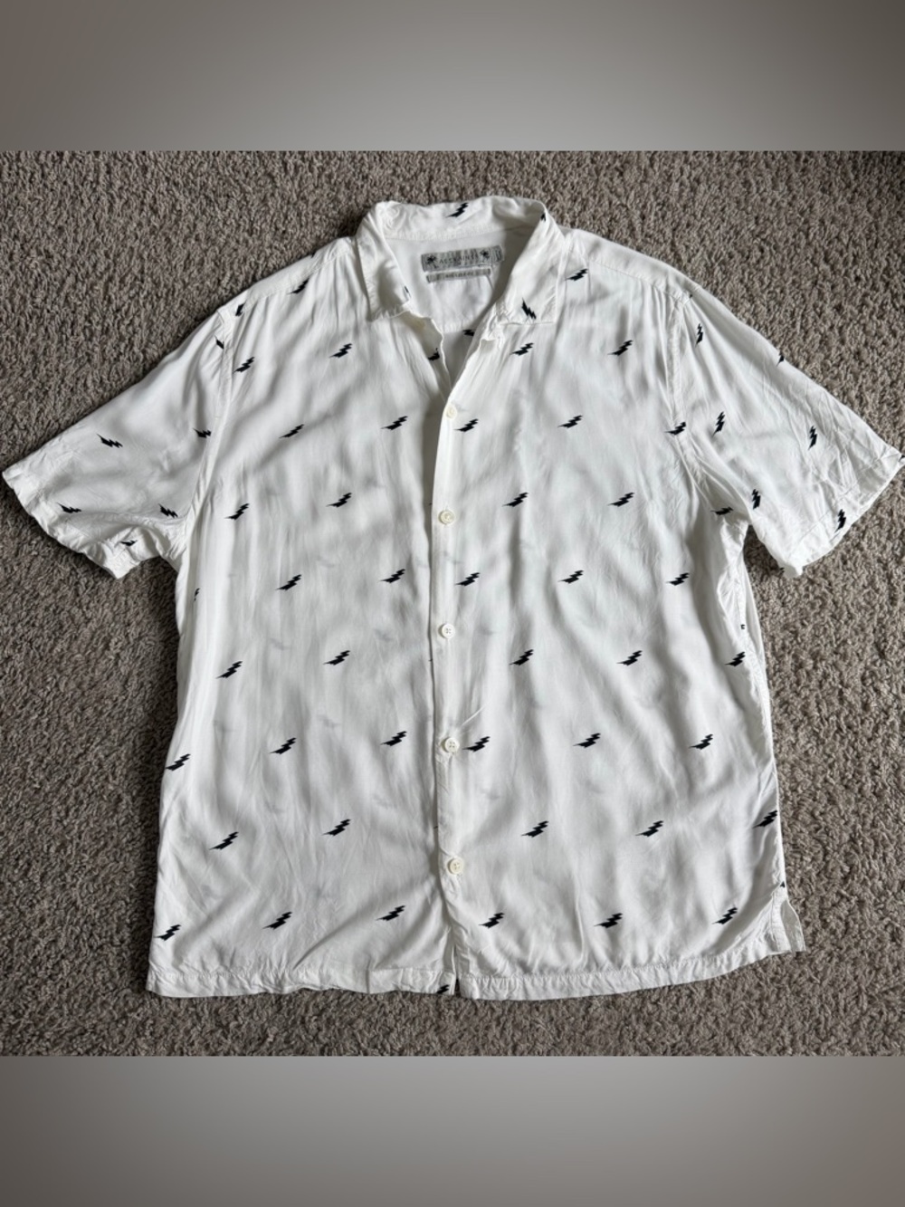 Allsaints Lightning Viscose Short Sleeve Button Up Shirt